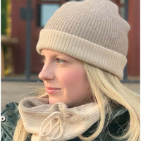 Ribbed Cashmere Beanie and Neck Gator Set