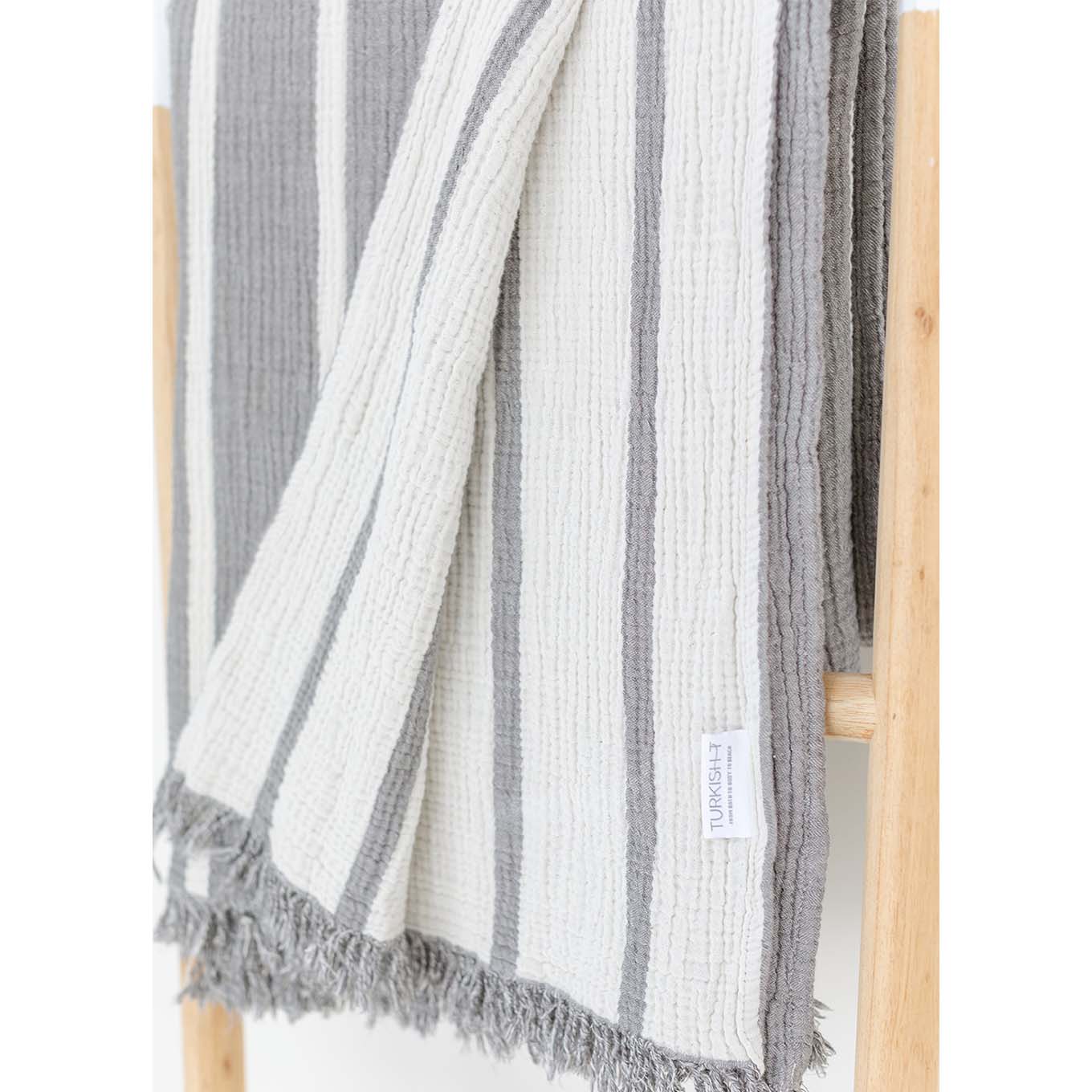 Gray striped throw blanket on sale