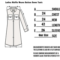 LADIES WAFFLE WEAVE BUTTON DOWN TUNIC