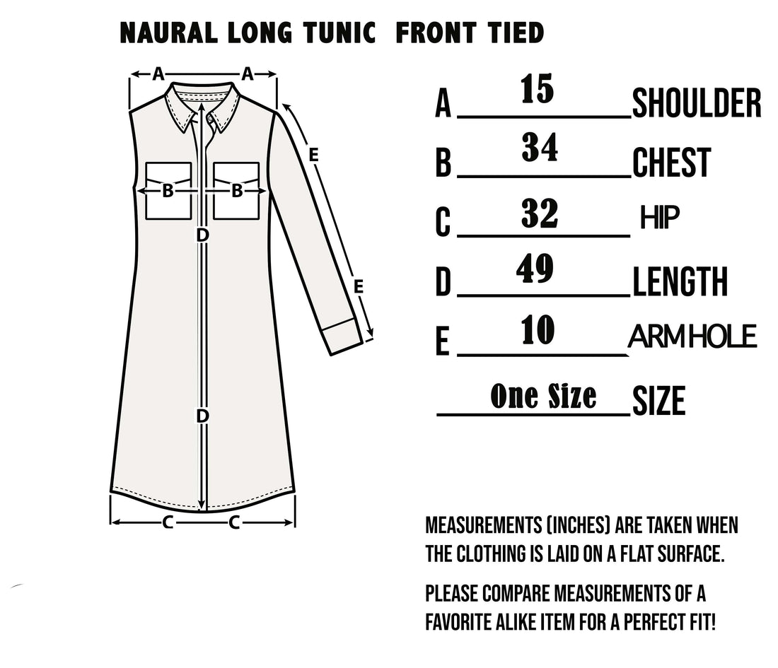 NATURAL LONG TUNIC  FRONT TIED