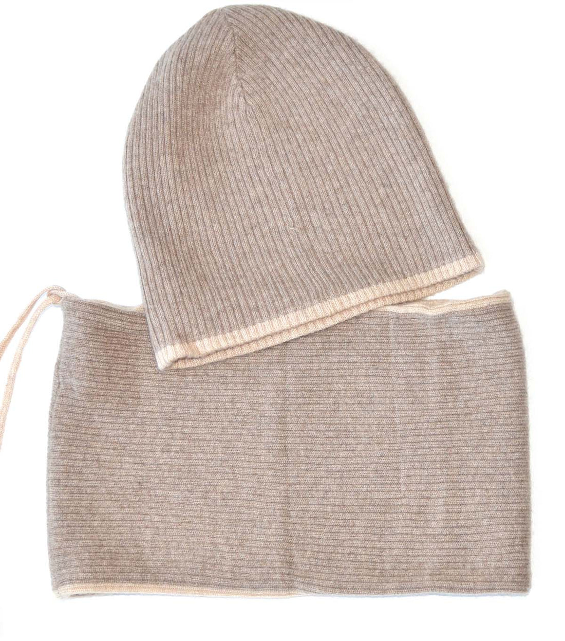 Ribbed Cashmere Beanie and Neck Gator Set