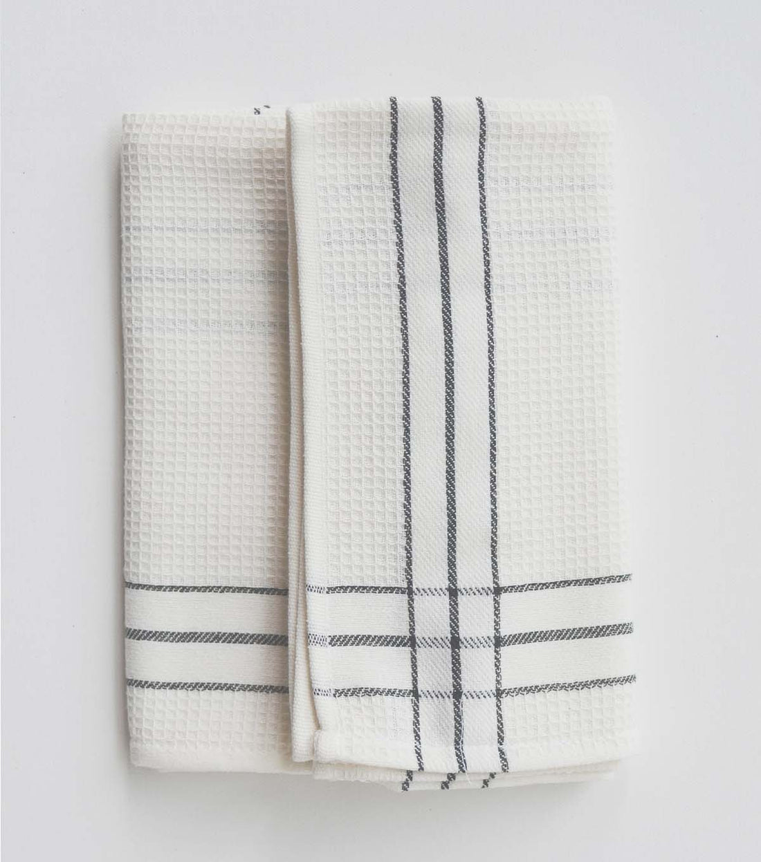 Kitchen Towels- Waffle Black On White Stripes