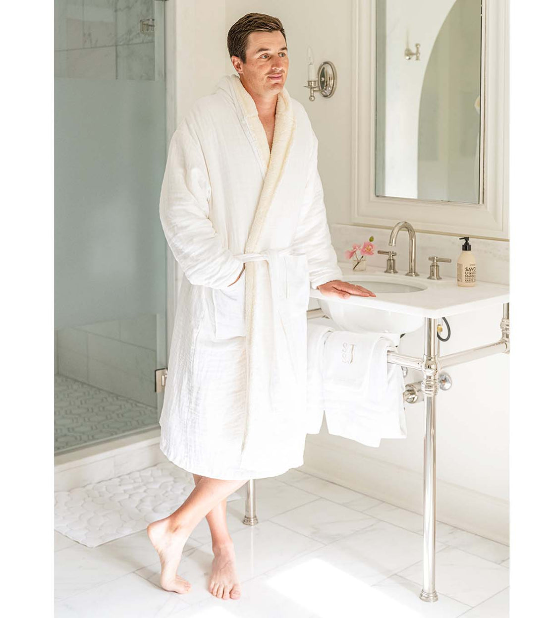 UNISEX SHERPA LINED BATHROBE