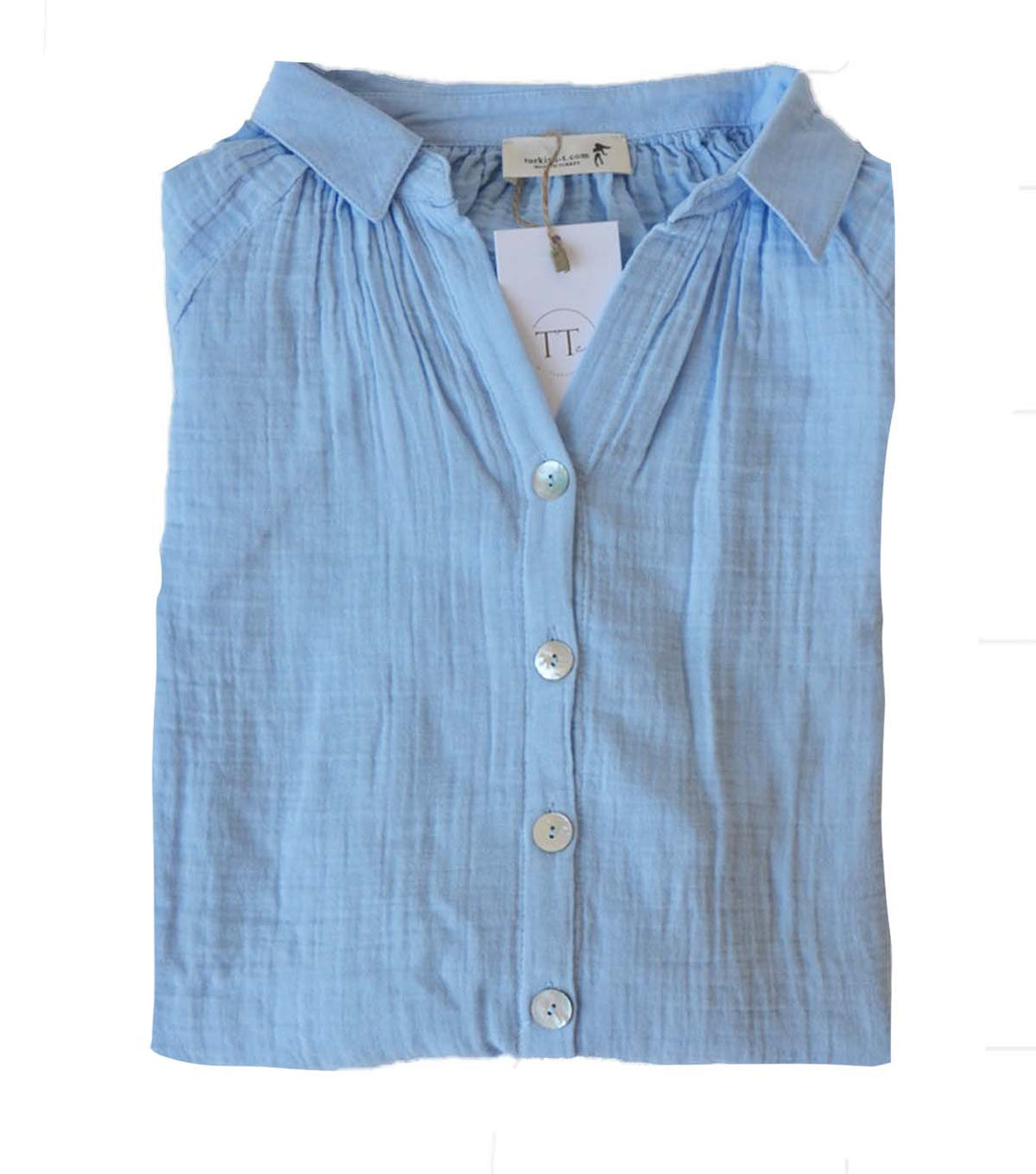 LADIES WAFFLE WEAVE BUTTON DOWN TUNIC