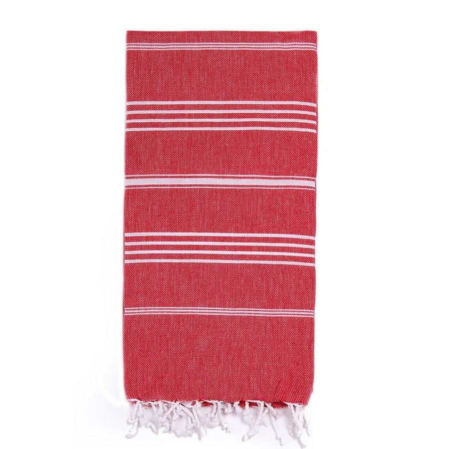 Hatay  Handwoven Red Striped Turkish Bath Towel