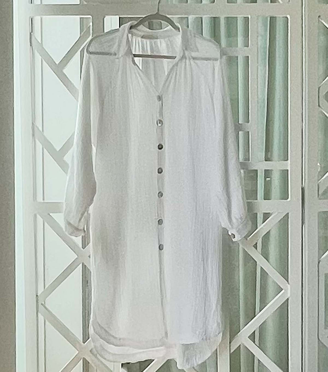 LADIES WAFFLE WEAVE BUTTON DOWN TUNIC